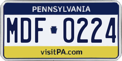 PA license plate MDF0224
