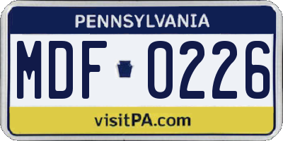 PA license plate MDF0226