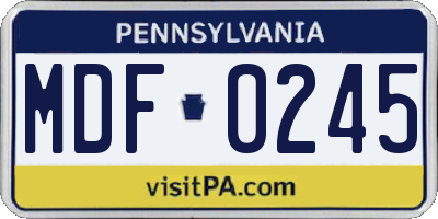 PA license plate MDF0245