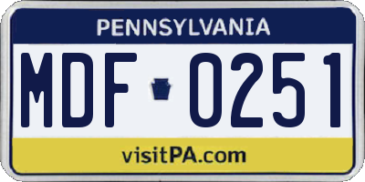 PA license plate MDF0251