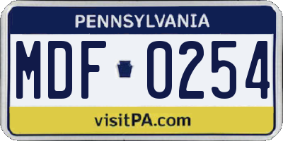 PA license plate MDF0254