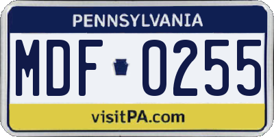 PA license plate MDF0255