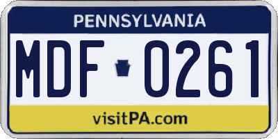 PA license plate MDF0261