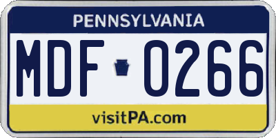 PA license plate MDF0266