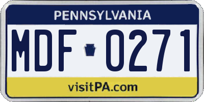 PA license plate MDF0271
