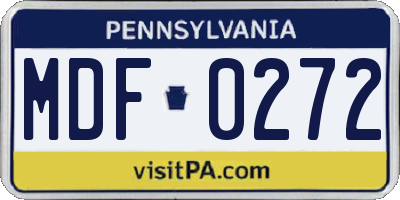 PA license plate MDF0272