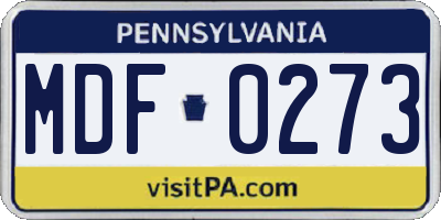 PA license plate MDF0273