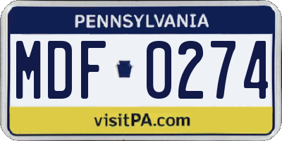 PA license plate MDF0274