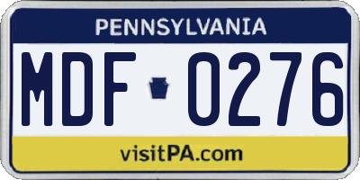 PA license plate MDF0276