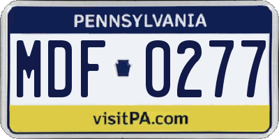 PA license plate MDF0277