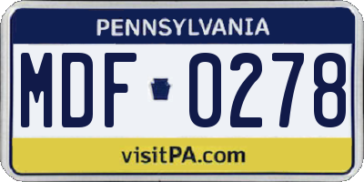PA license plate MDF0278
