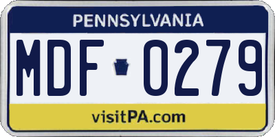 PA license plate MDF0279