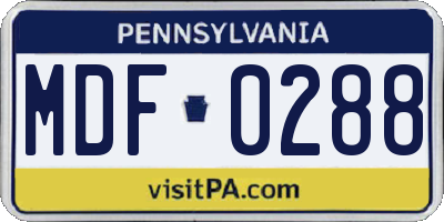 PA license plate MDF0288