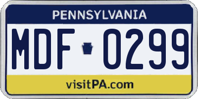 PA license plate MDF0299