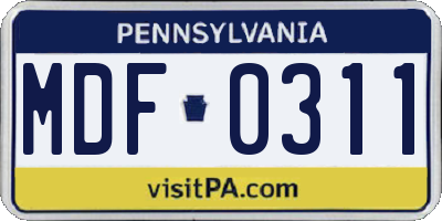 PA license plate MDF0311