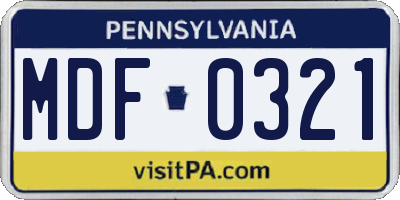 PA license plate MDF0321