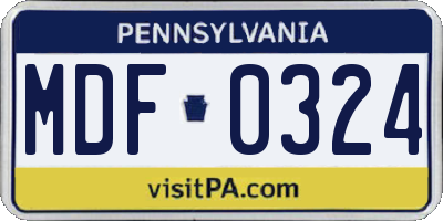 PA license plate MDF0324