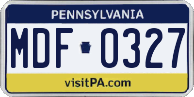 PA license plate MDF0327