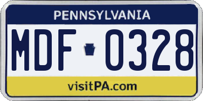 PA license plate MDF0328