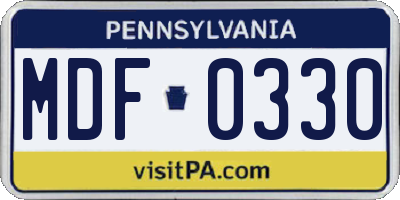 PA license plate MDF0330