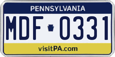 PA license plate MDF0331