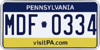 PA license plate MDF0334