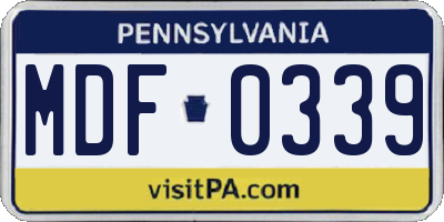 PA license plate MDF0339