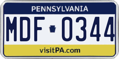 PA license plate MDF0344