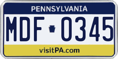 PA license plate MDF0345