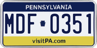 PA license plate MDF0351