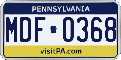 PA license plate MDF0368