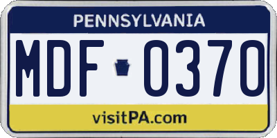 PA license plate MDF0370