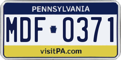 PA license plate MDF0371
