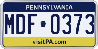 PA license plate MDF0373