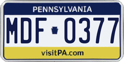 PA license plate MDF0377