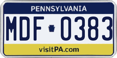 PA license plate MDF0383