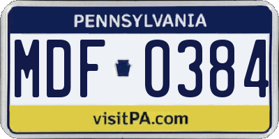 PA license plate MDF0384