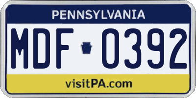 PA license plate MDF0392