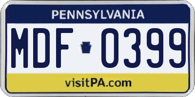 PA license plate MDF0399