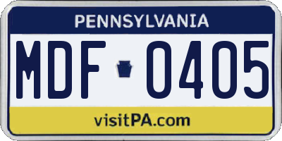 PA license plate MDF0405