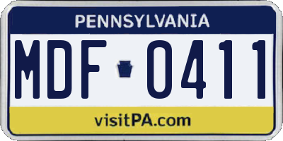 PA license plate MDF0411