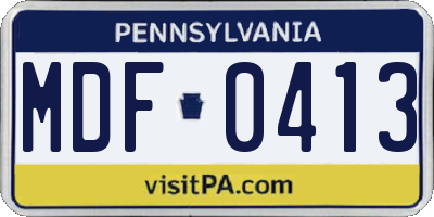 PA license plate MDF0413