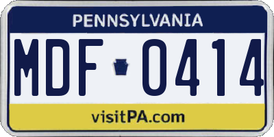 PA license plate MDF0414