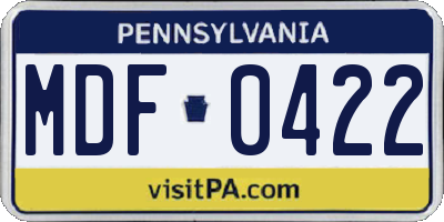 PA license plate MDF0422