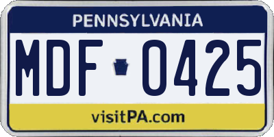 PA license plate MDF0425