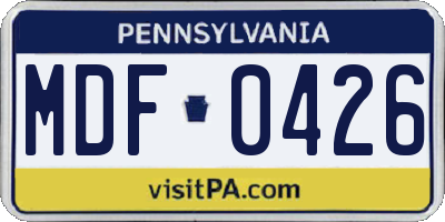 PA license plate MDF0426