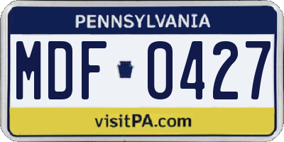 PA license plate MDF0427