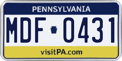 PA license plate MDF0431