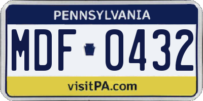PA license plate MDF0432