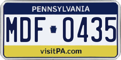 PA license plate MDF0435